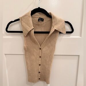 Mango Tan Ribbed Crop Top